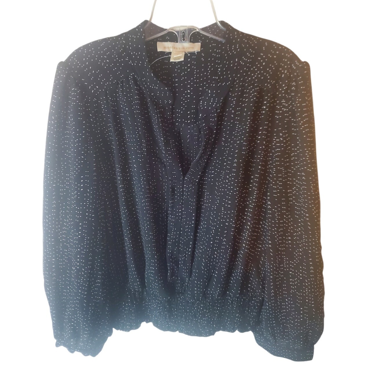 Monteau Dotted Notch Neck Blouse, Nwot, Large